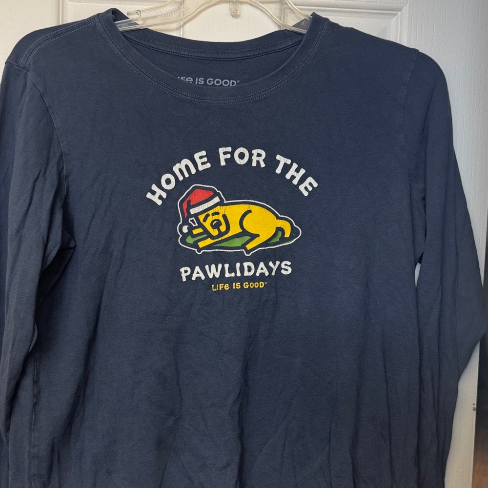 Life Is Good Navy 'Home for the Pawlidays' Dog Shirt